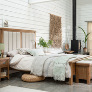 Tewkesbury Smoked Oak Upholstered Hall Bench