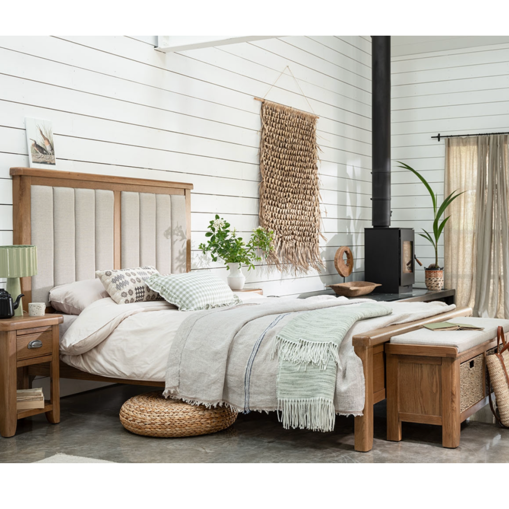 Tewkesbury Smoked Oak Upholstered Hall Bench