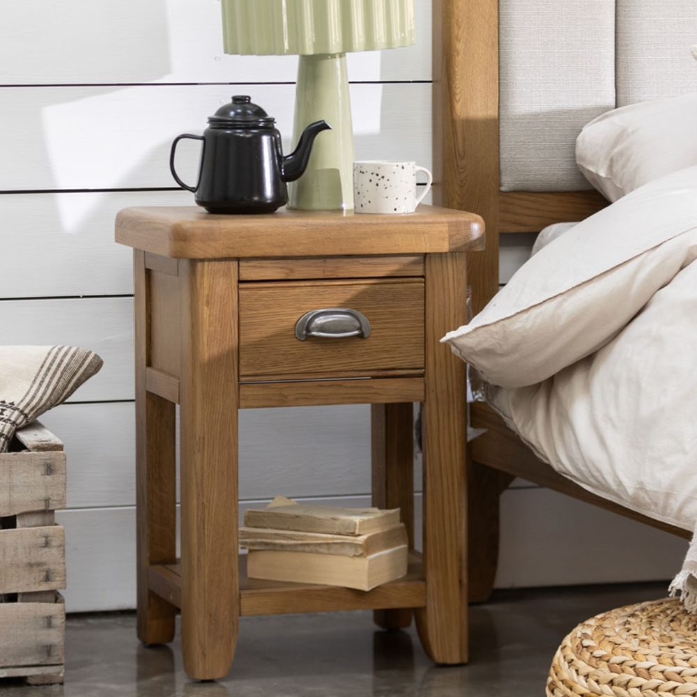 Tewkesbury Smoked Oak Bedside Table