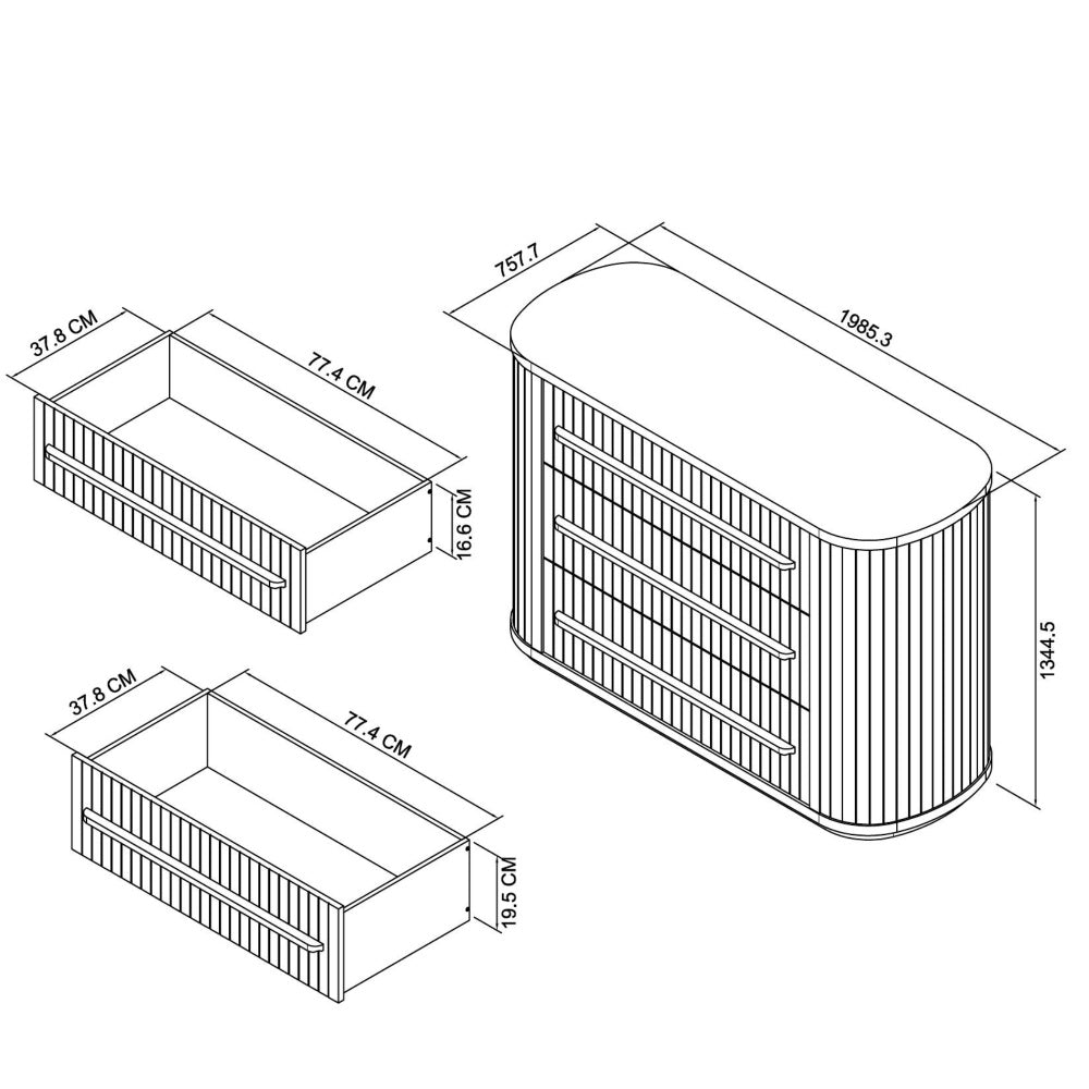 Vega Knotty Oak & Weathered Oak 3 Drawer Chest