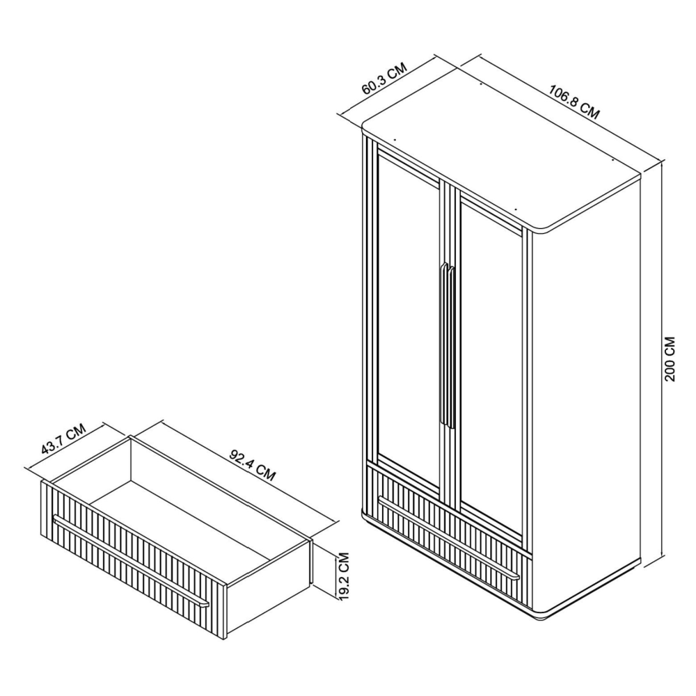 Vega Knotty Oak & Weathered Oak Double Wardrobe