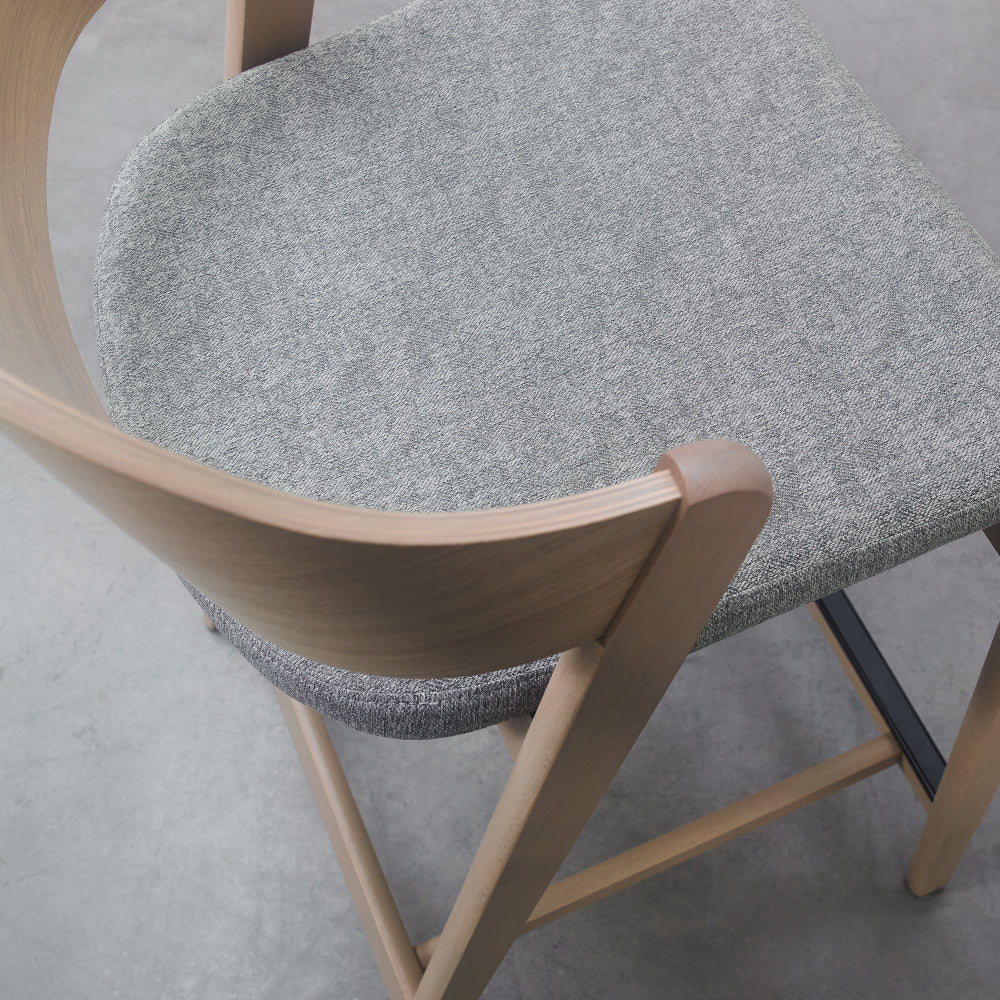 Vega Scandi Oak Bar Stool - Grey Fabric (Single)
