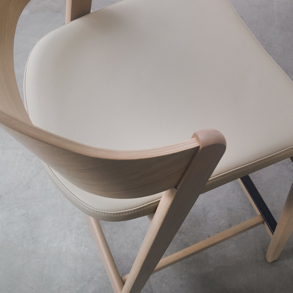 Vega Scandi Oak Bar Stool - Ivory Bonded Leather (Single)