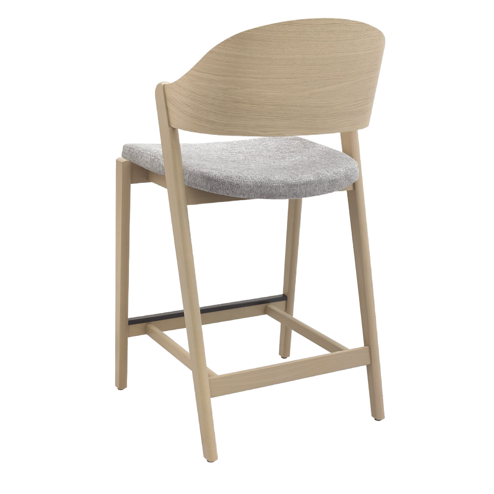 Vega Scandi Oak Bar Stool - Grey Fabric (Single)