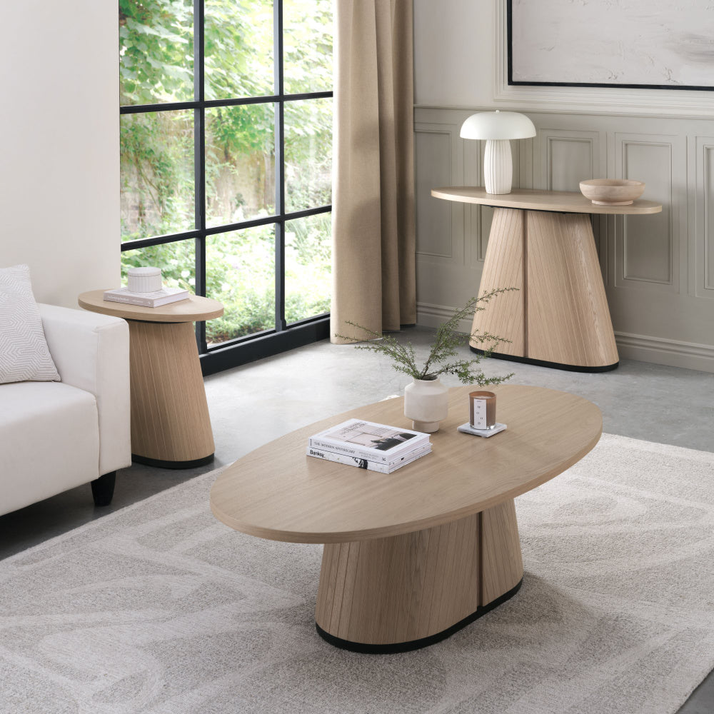 Vega Scandi Oak & Peppercorn Oval Coffee Table