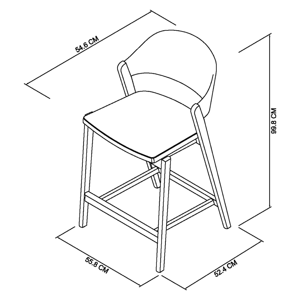 Vega Rustic Oak Bar Stool - Ivory Bonded Leather (Single)