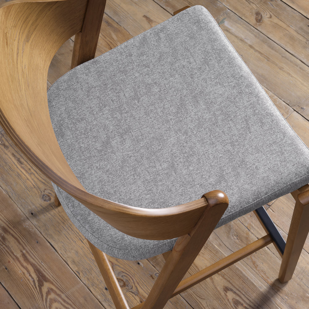 Vega Rustic Oak Bar Stool - Grey Fabric (Single)