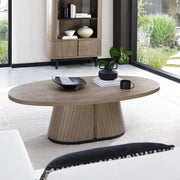 Vega Grey Oiled Oak & Peppercorn Oval Coffee Table