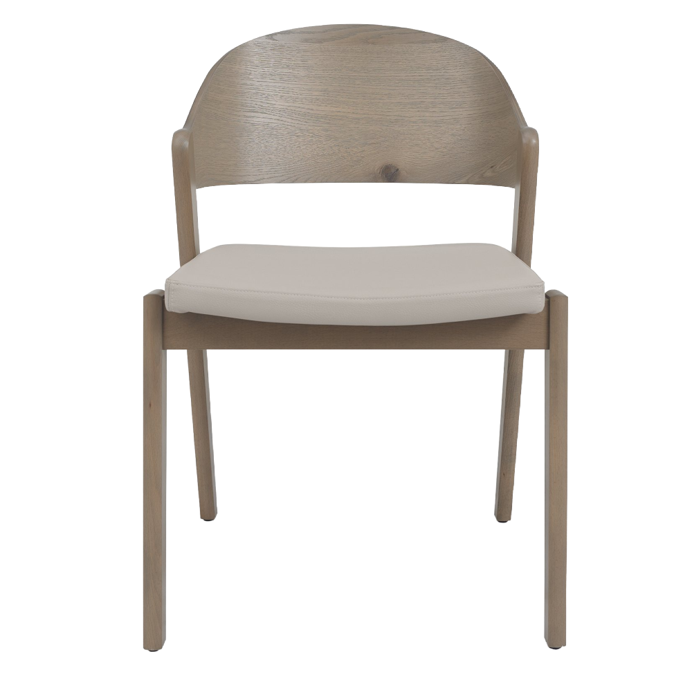 Vega Grey Oiled Oak Ply Back Chair - Grey Bonded Leather
