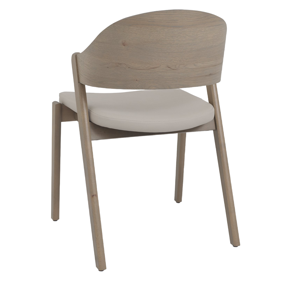 Vega Grey Oiled Oak Ply Back Chair - Grey Bonded Leather