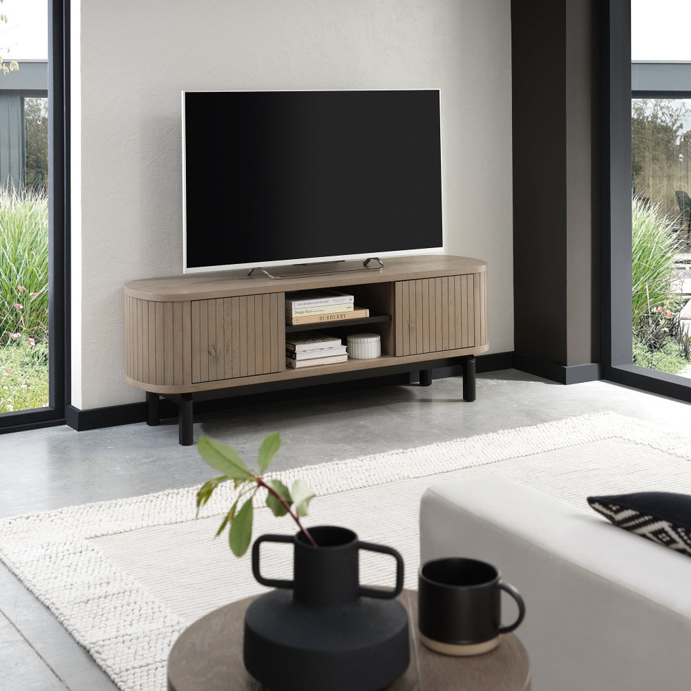Vega Grey Oiled Oak & Peppercorn Entertainment Unit