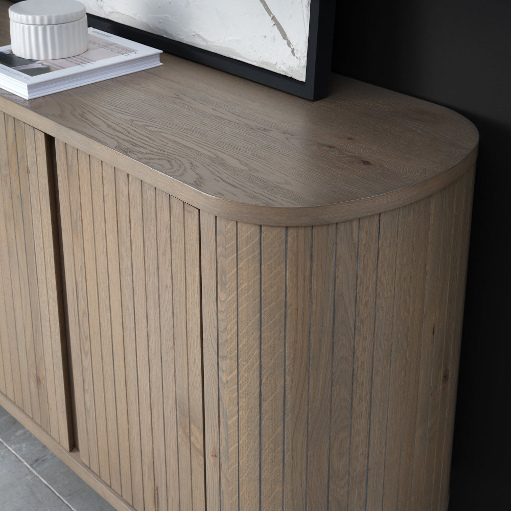 Vega Grey Oiled Oak & Peppercorn Narrow Sideboard