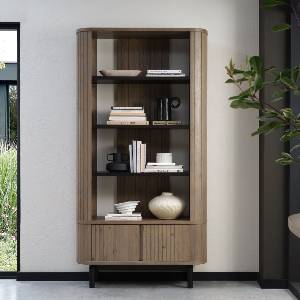 Vega Grey Oiled Oak & Peppercorn Display Unit