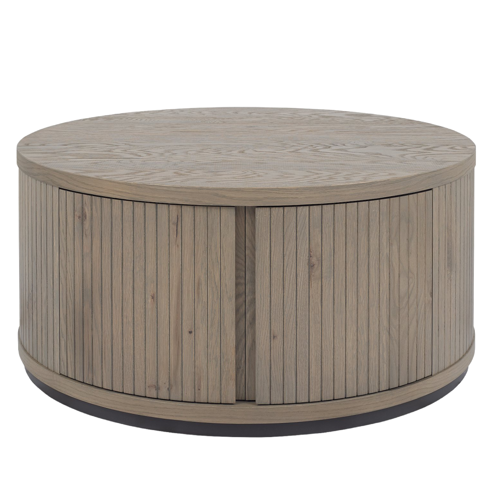 Vega Grey Oiled Oak & Peppercorn Round Coffee Table
