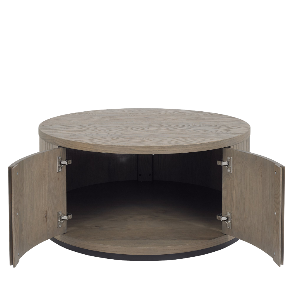 Vega Grey Oiled Oak & Peppercorn Round Coffee Table