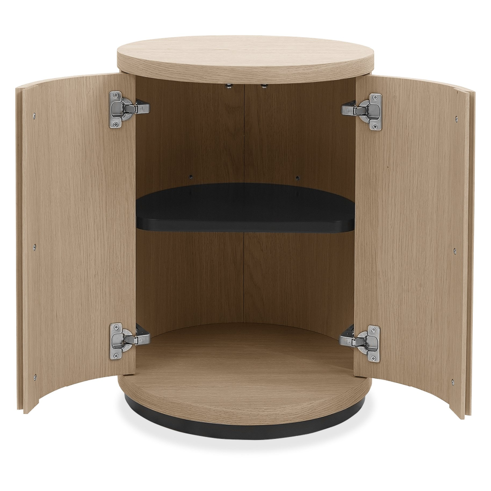 Vega Scandi Oak & Peppercorn Round Lamp Table