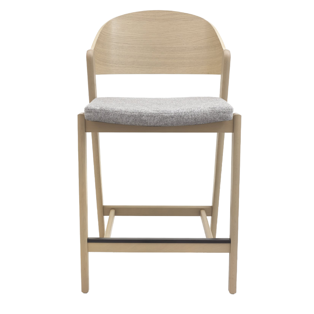 Vega Scandi Oak Bar Stool - Grey Fabric (Single)
