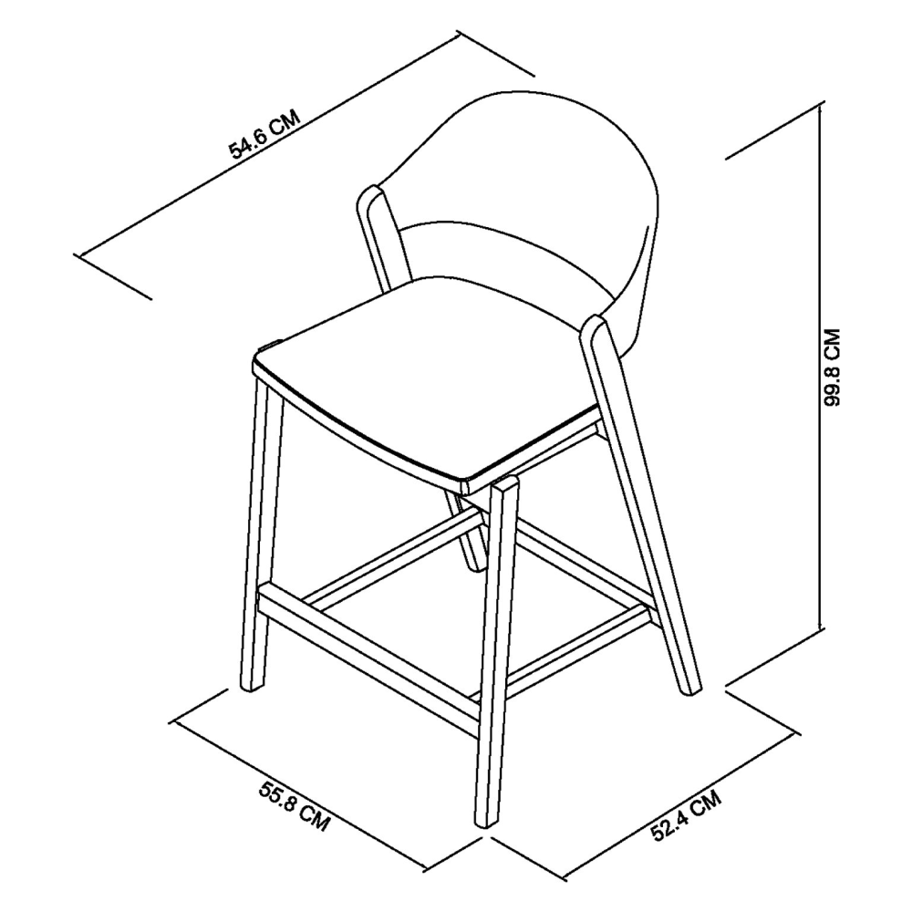 Vega Scandi Oak Bar Stool - Ivory Bonded Leather (Single)
