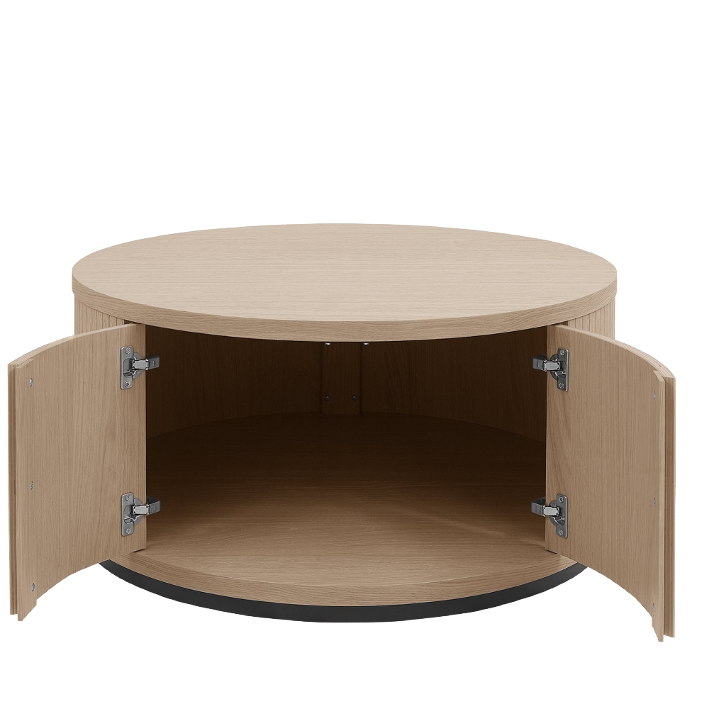 Vega Scandi Oak & Peppercorn Round Coffee Table