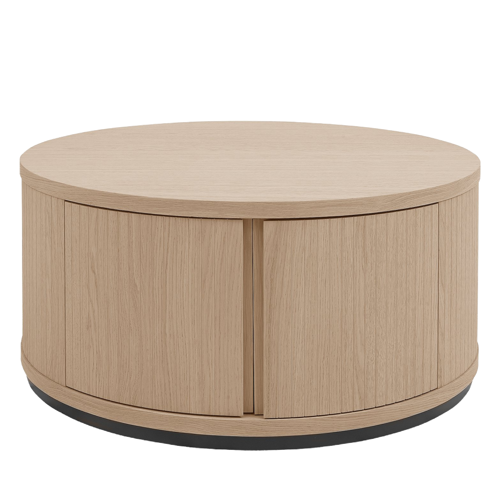 Vega Scandi Oak & Peppercorn Round Coffee Table