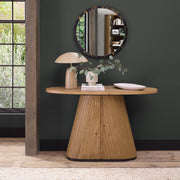Vega Rustic Oak & Peppercorn Oval Console Table
