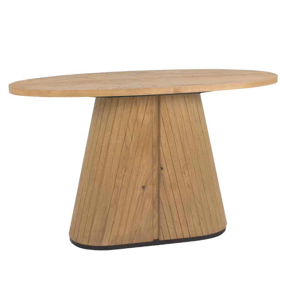 Vega Rustic Oak & Peppercorn Oval Console Table