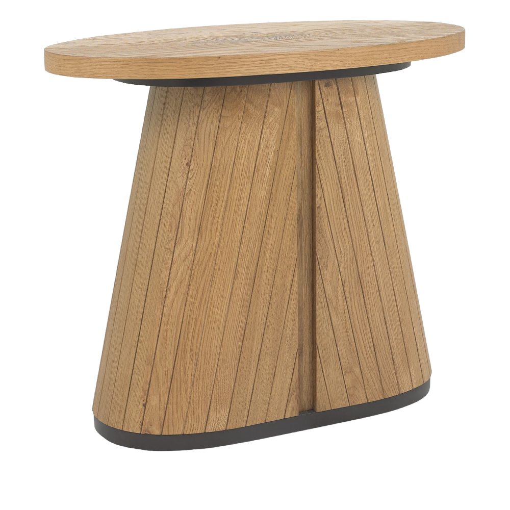 Vega Rustic Oak & Peppercorn Oval Lamp Table