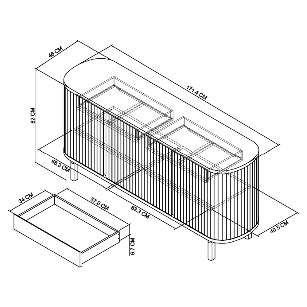 Vega Grey Oiled Oak & Peppercorn Wide Sideboard