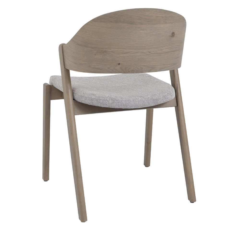 Vega Grey Oiled Oak Ply Back Chair -Grey Fabric