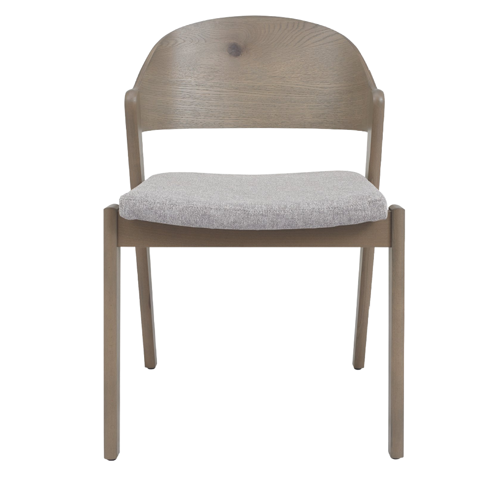 Vega Grey Oiled Oak Ply Back Chair -Grey Fabric