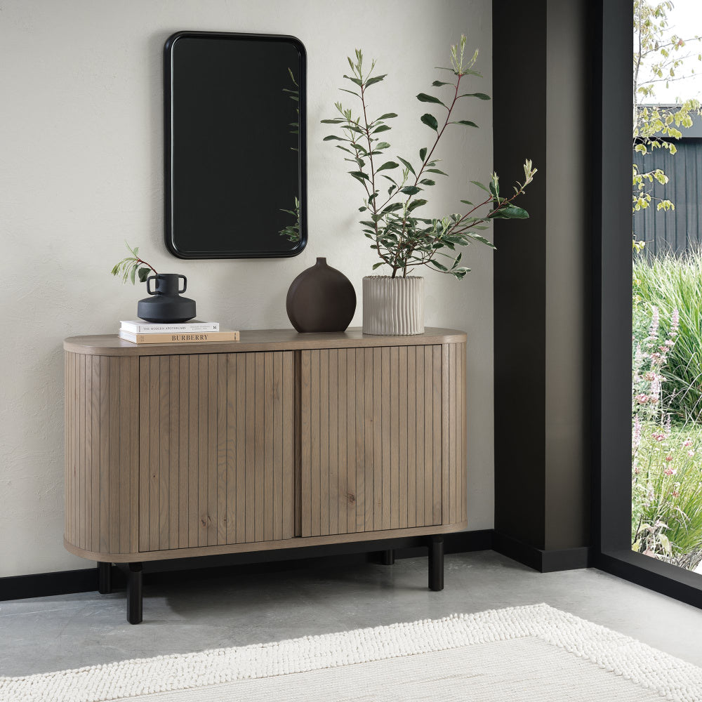 Vega Grey Oiled Oak & Peppercorn Narrow Sideboard