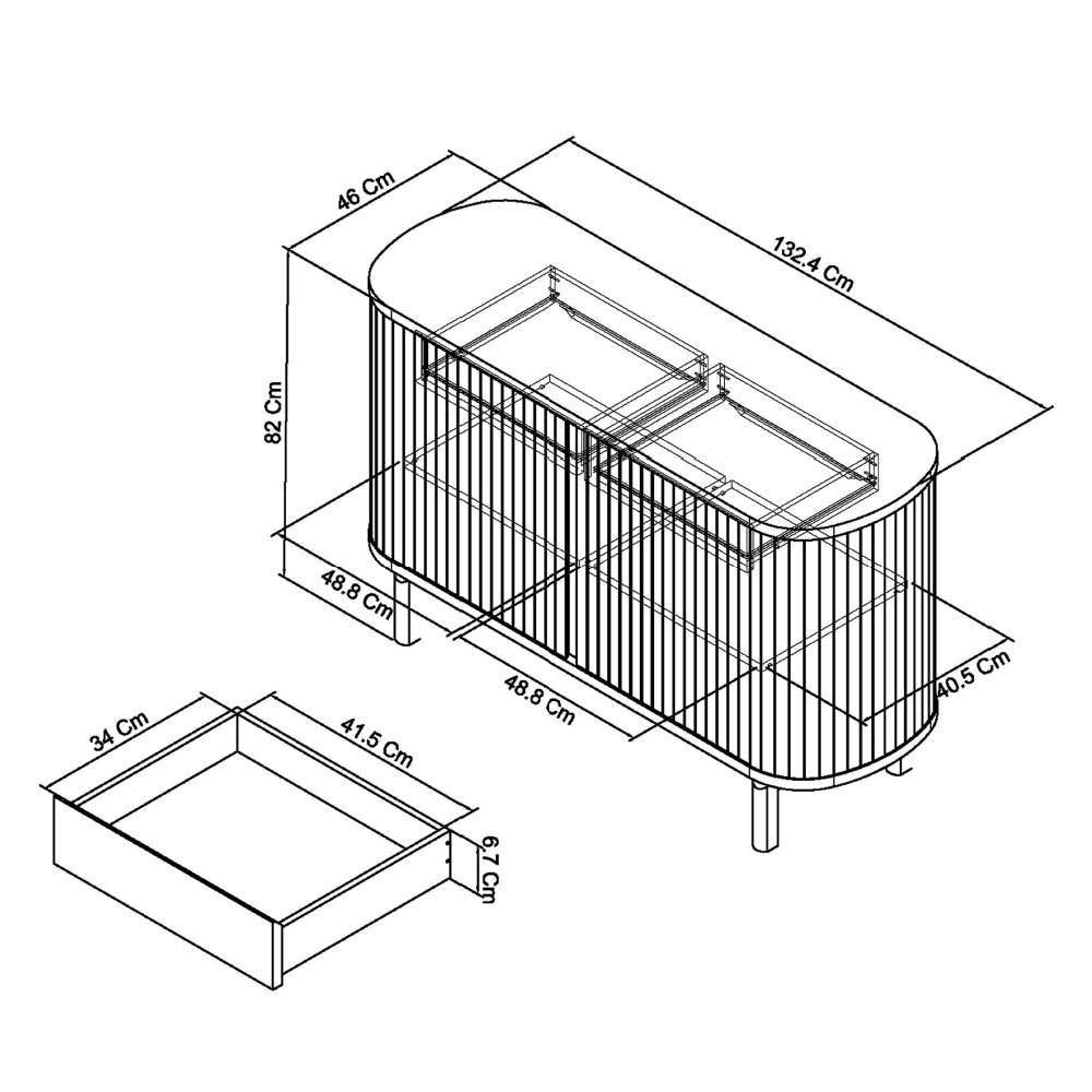 Vega Grey Oiled Oak & Peppercorn Narrow Sideboard