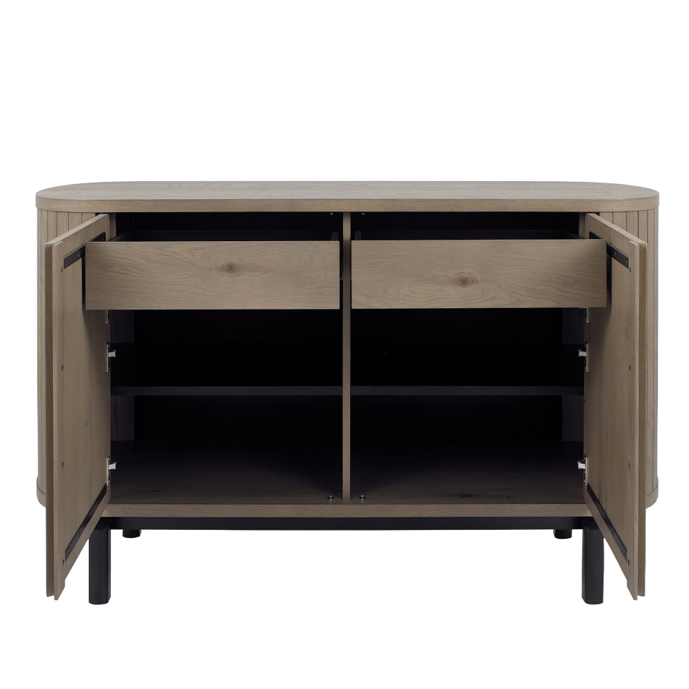 Vega Grey Oiled Oak & Peppercorn Narrow Sideboard