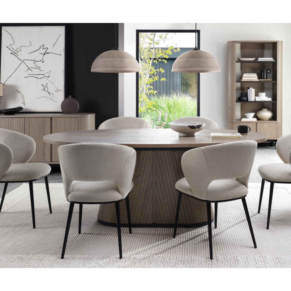 Vega Grey Oiled Oak & Peppercorn 6 Seater Table