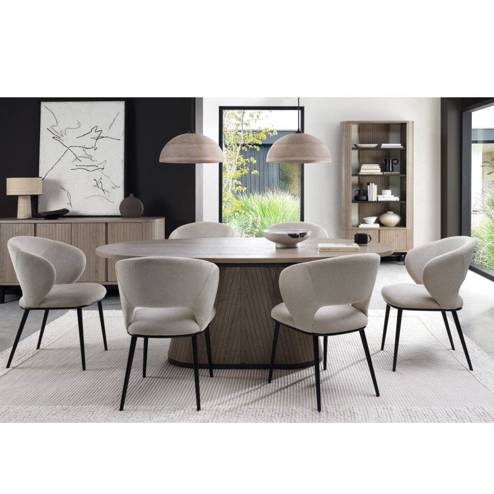 Vega Grey Oiled Oak & Peppercorn 6 Seater Table