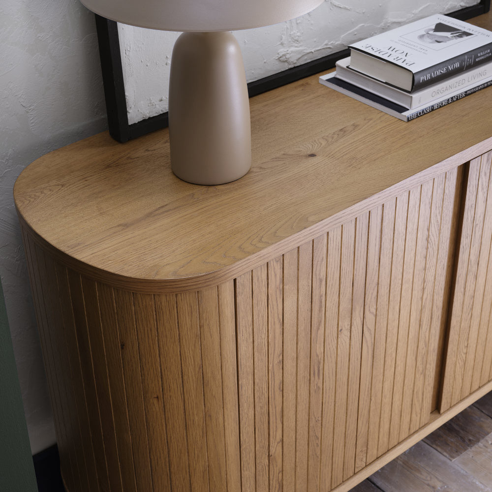 Rustic Oak & Peppercorn Wide Sideboard