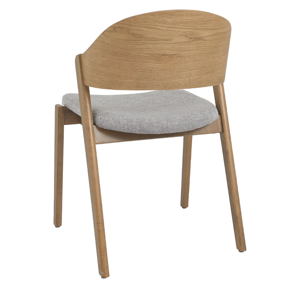Vega Rustic Oak Ply Back Chair - Grey Fabric