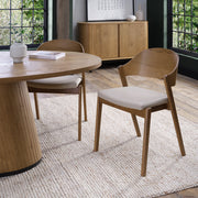 Vega Rustic Oak Ply Back Chair - Ivory Bonded Leather