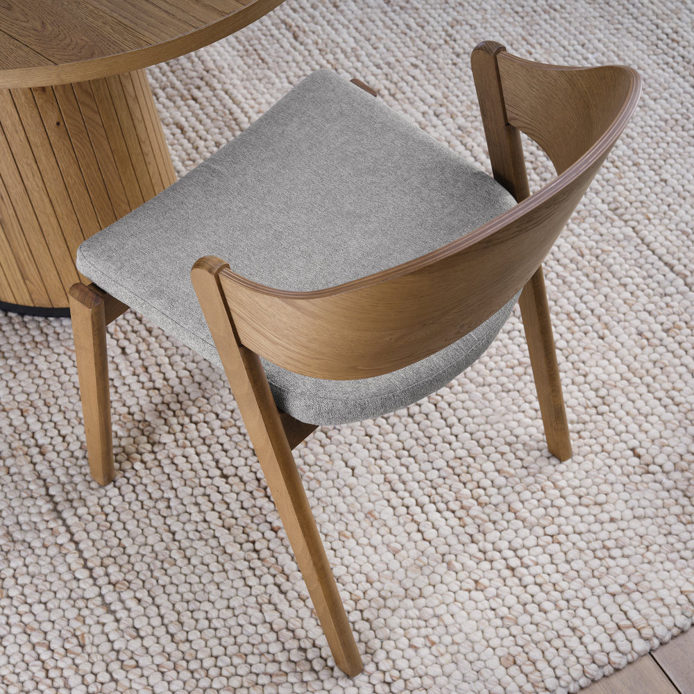 Vega Rustic Oak Ply Back Chair - Grey Fabric