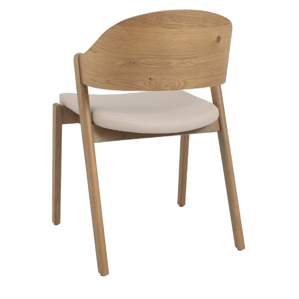 Vega Rustic Oak Ply Back Chair - Grey Fabric