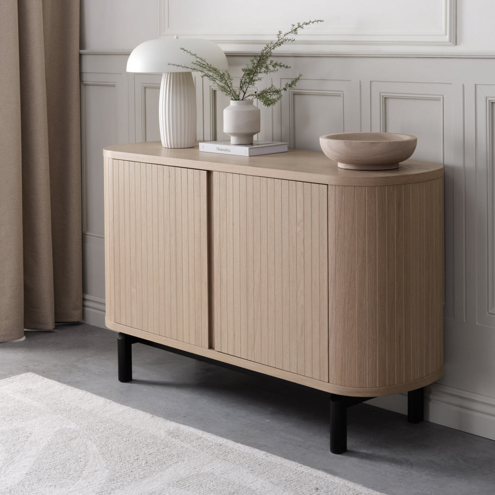 Vega Scandi Oak & Peppercorn Narrow Sideboard
