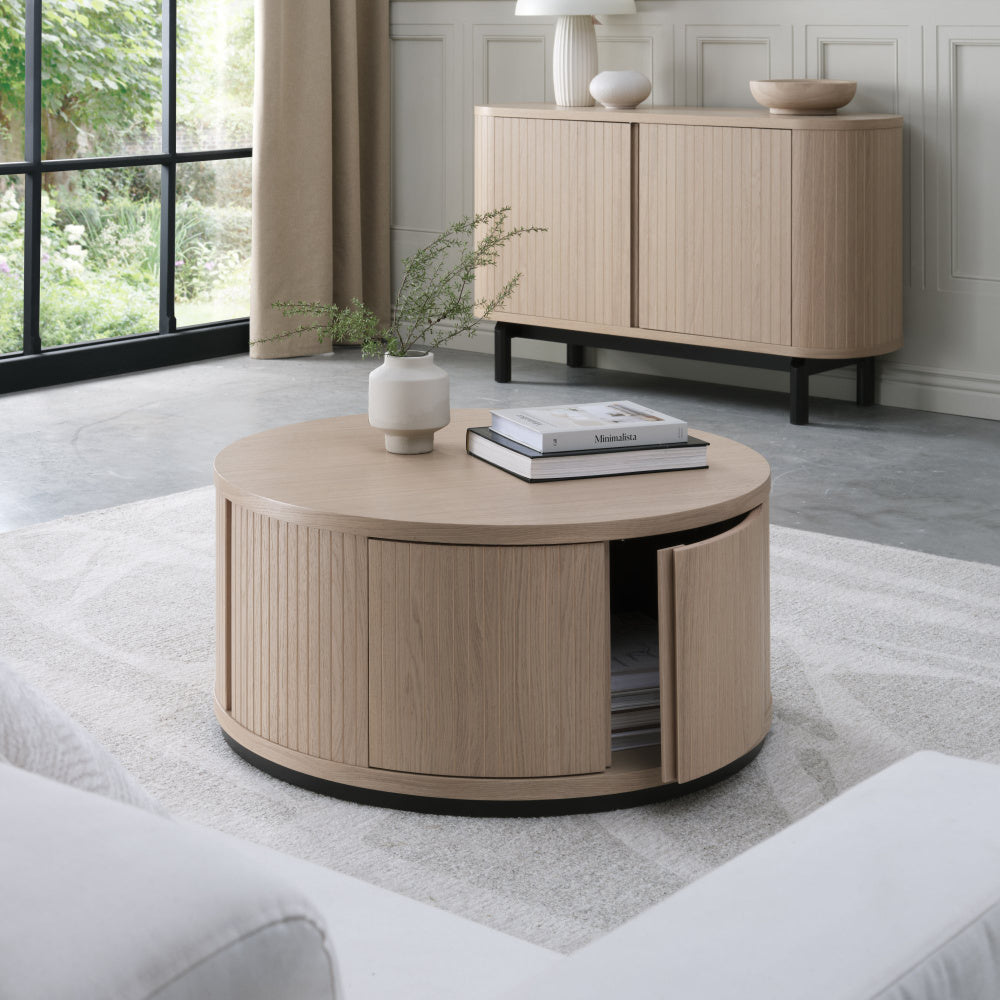 Vega Scandi Oak & Peppercorn Narrow Sideboard