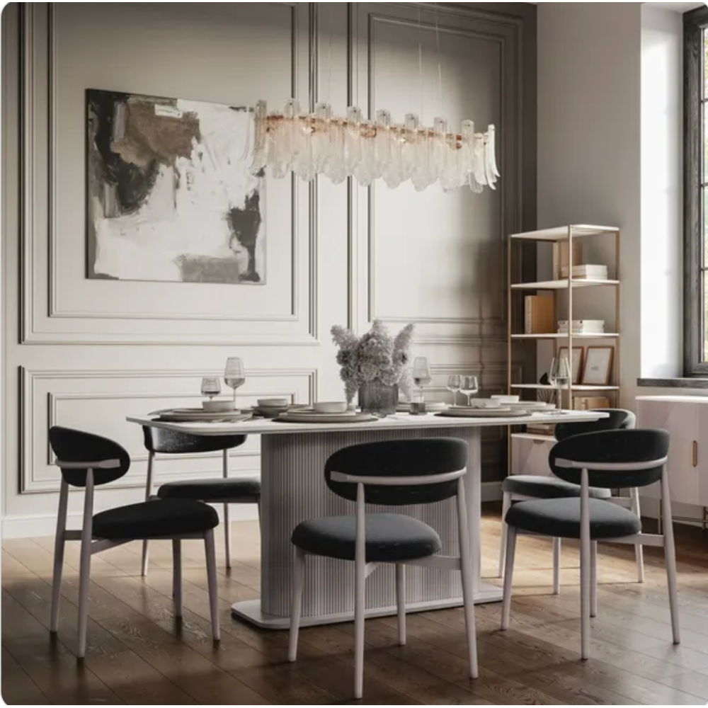 Indus Valley Cleo 6 Seater Dining Table with 6 Cleo Dining Chair