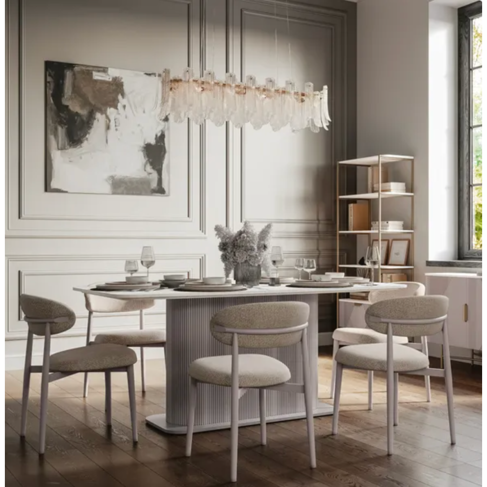 Indus Valley Cleo 6 Seater Dining Table with 6 Cleo Dining Chair