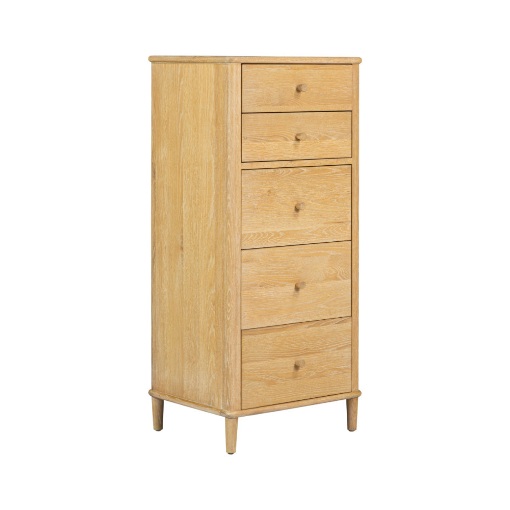 Willow washed oak 5 DRAWER TALL CHEST