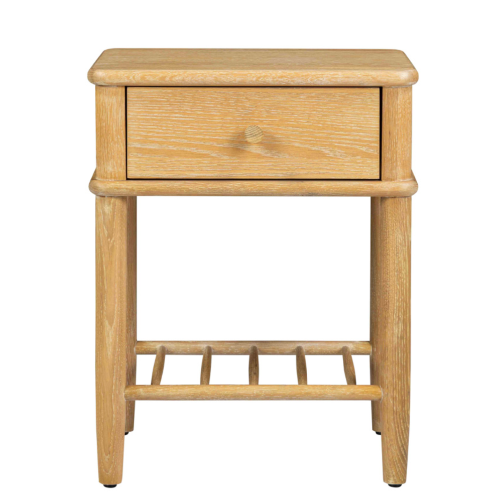Willow washed oak 1 drawer bedside