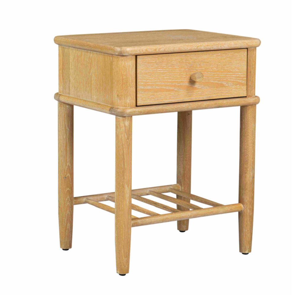 Willow washed oak 1 drawer bedside