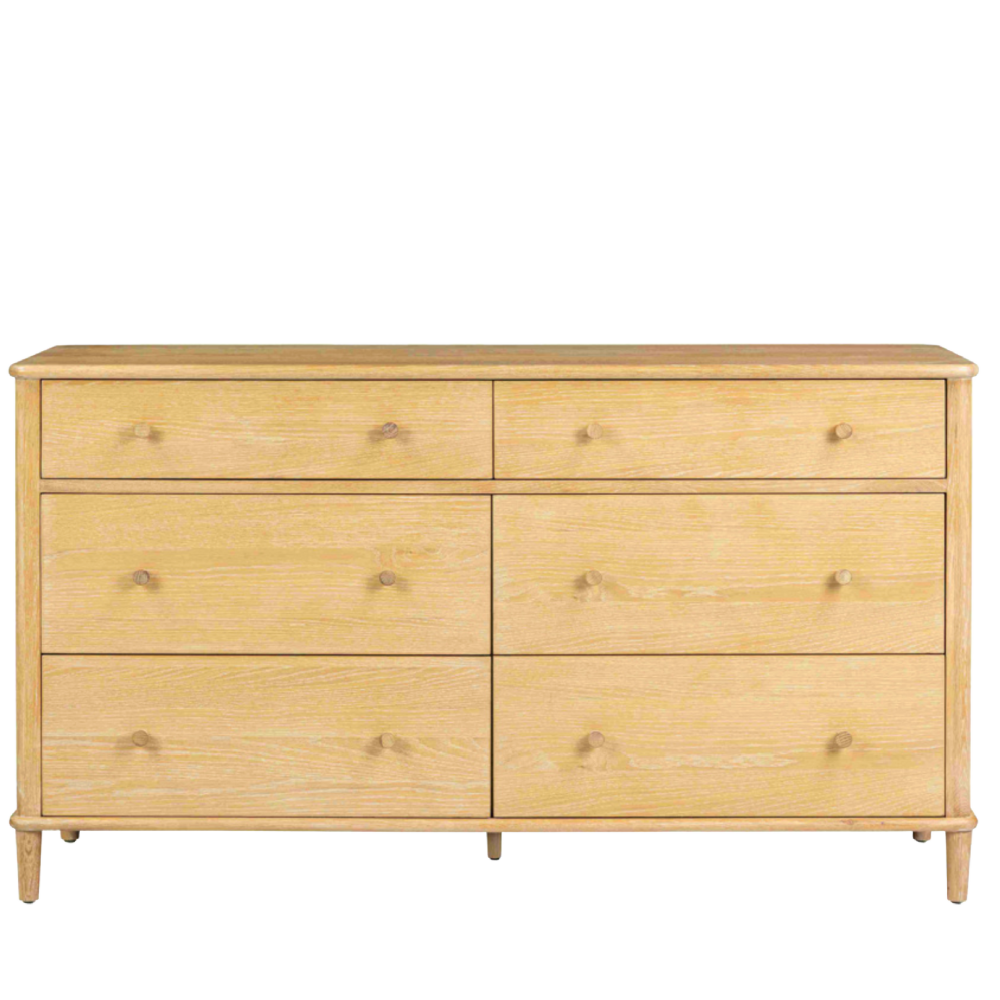 Willow washed oak 6 DRAWER WIDE CHEST