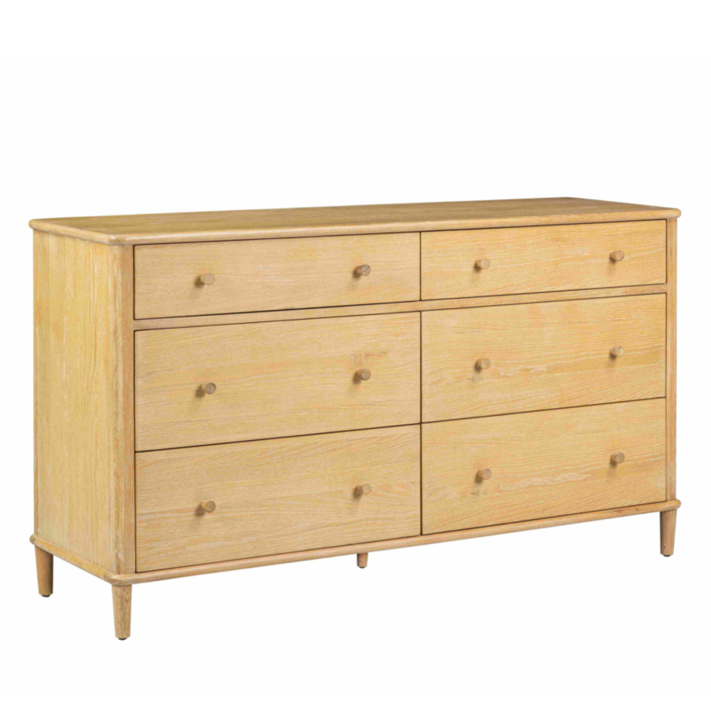 Willow washed oak 6 DRAWER WIDE CHEST