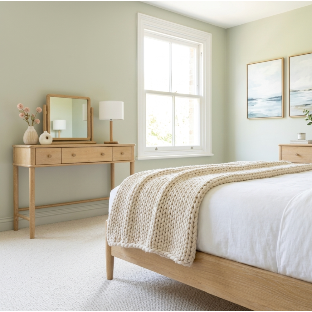 Willow washed oak dressing table and stool